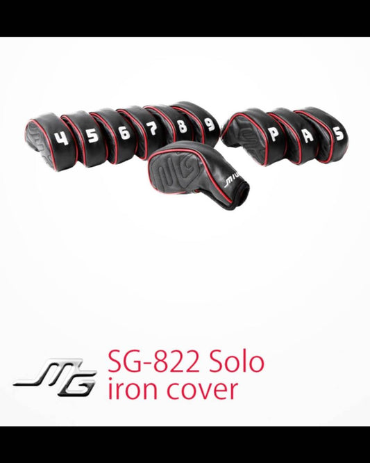 三浦技研 SG-822 アイアンカバー ソロ 10個セット(4,5,6,7,8,9,Pw,Aw,Sw +無地)アイアン用 ヘッドカバー カラー：ブラック SG-822 Solo Iron cover
