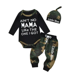 Newborn Camouflage Long Sleeves Romper with Hat