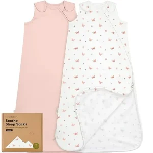 2-Pack Organic Baby Sleep Sacks, 100% Cotton Soft and Breathable, 6-18 Mon