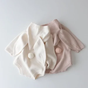 Autumn and Winter Cartoon Rabbit Knitted Warm Jumpsuit
