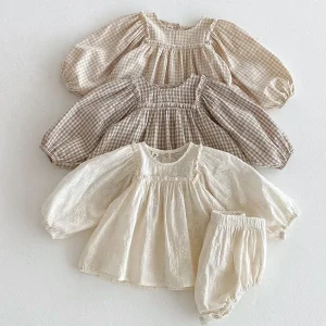 Long Sleeved Cotton T-shirt and Shorts Set